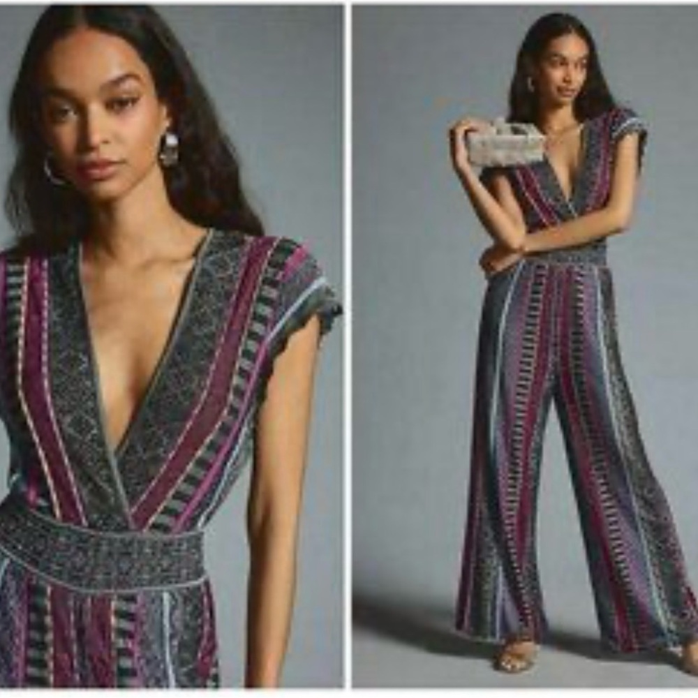 Anthropologie Brand Cecilia Prado knit Jumpsuit in Black and Purple